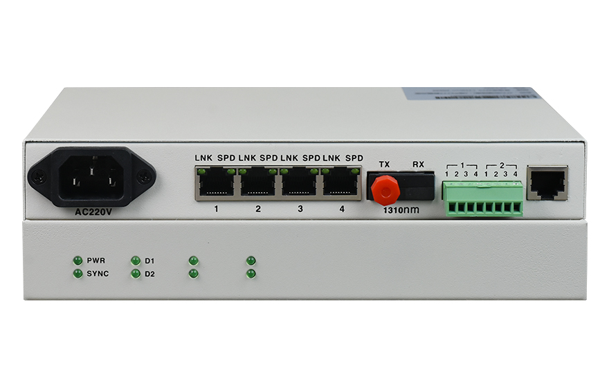 leyu乐鱼科技-桌面型4路电话+4路以太网+2路数据 电话光端机