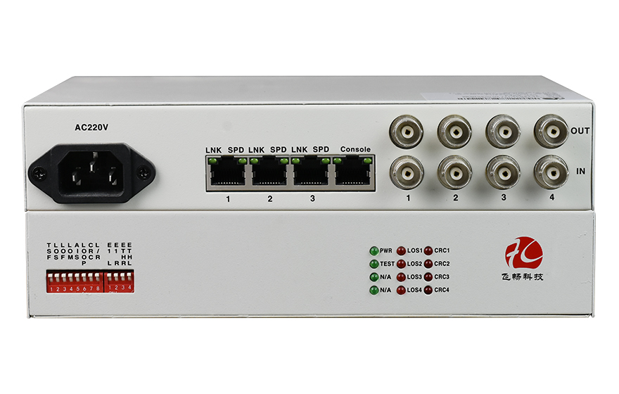 leyu乐鱼科技-4E1转3FE+1路console网管（桌面式） 协议转换器